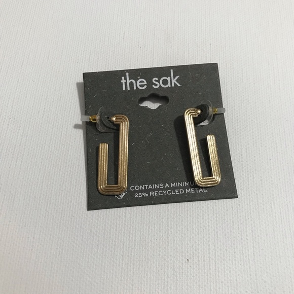 The Sak Gold Tone Half Square Hoop Earrings - Picture 1 of 2